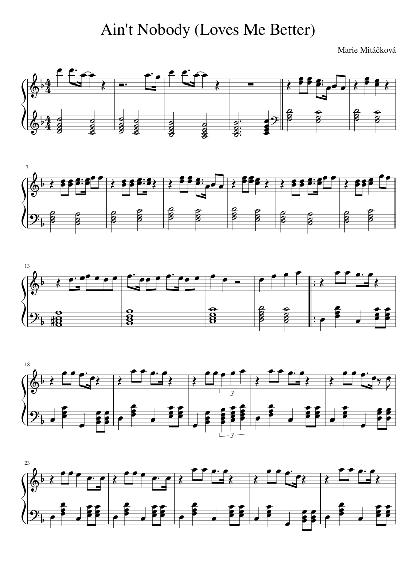 Ain't Nobody (Loves Me Better) Sheet music for Piano (Solo) | Musescore.com