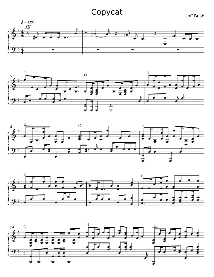 Copycat Note Copycat - Joff Bush Sheet music for Piano (Solo) | Musescore.com