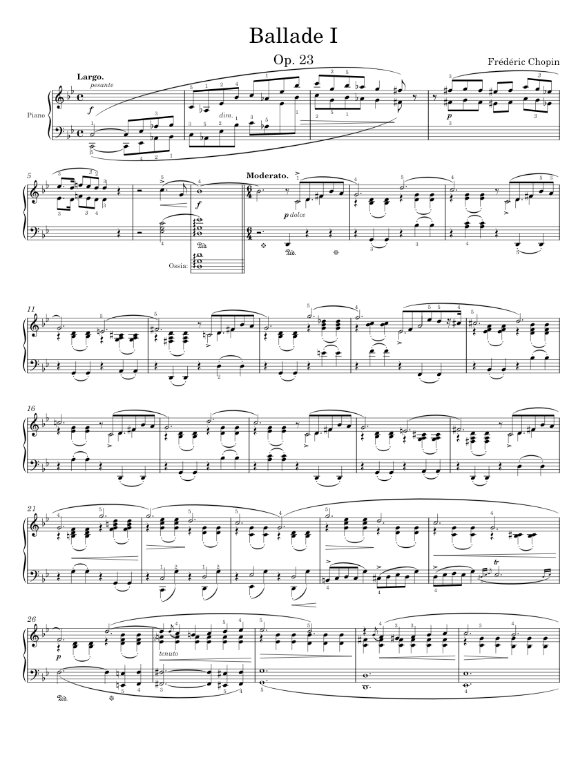 Chopin - Ballade no. 1 in G minor Op. 23 Sheet music for Piano (Solo) |  Musescore.com