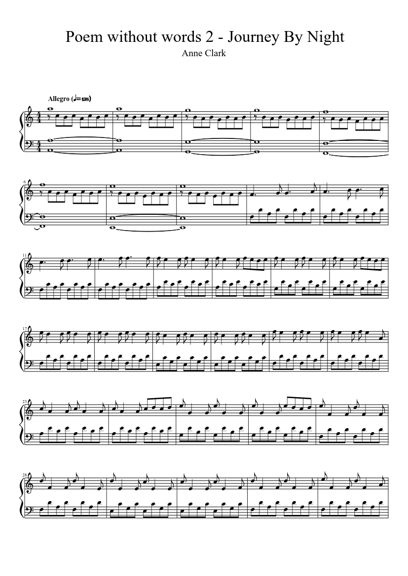 Poem without words 2 - Journey by Night - Anne Clark Sheet music for Piano  (Solo) | Musescore.com