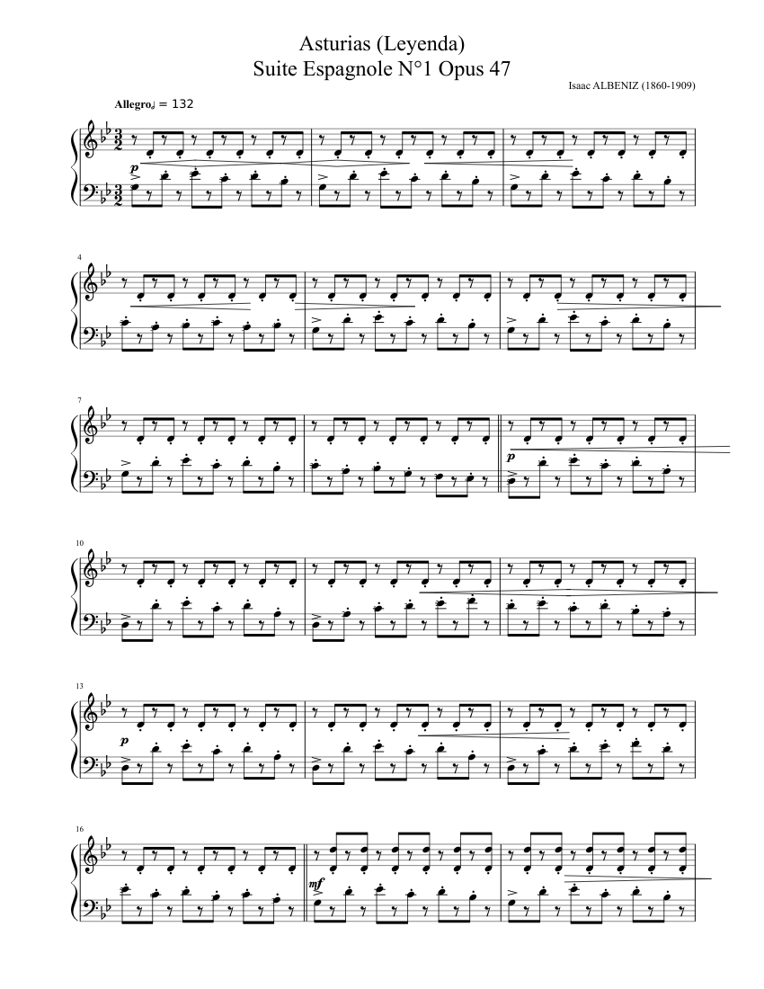 Asturias (Leyenda) Sheet music for Piano (Solo) | Musescore.com