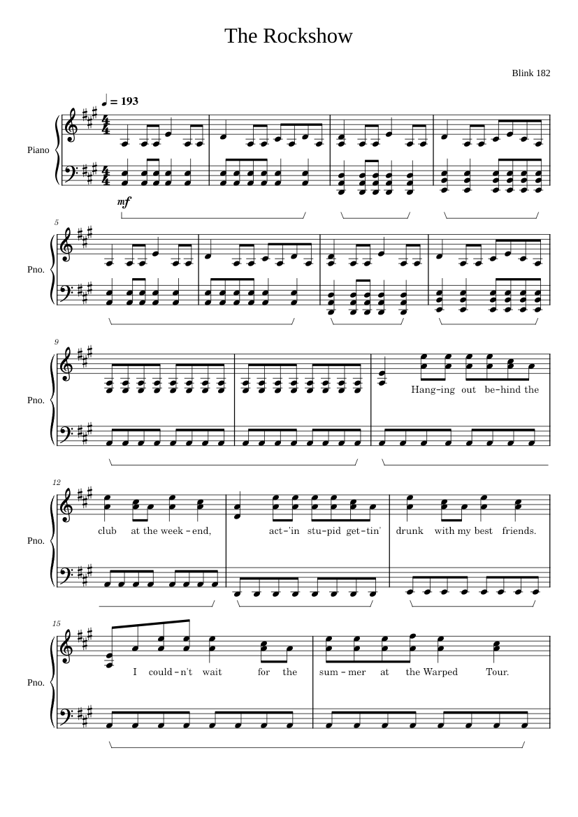 The Rockshow - Blink 182 - piano tutorial