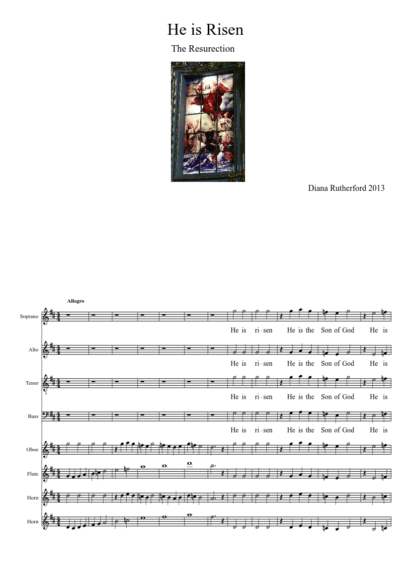 He Is Risen Sheet Music For Flute Oboe Bass Guitar Mixed Trio 