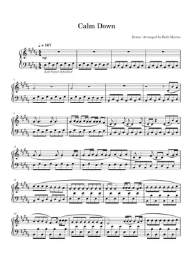 Calm Down (feat. Selena Gomez) - Rema Sheet music for Piano (Solo) Easy