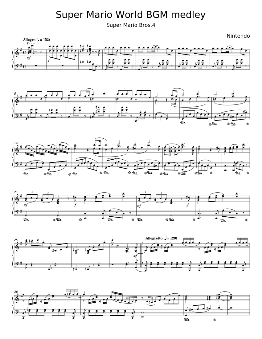 任天堂 スーパーファミコン・ゲーム・ミュージック 楽譜 ピアノ・ソロ Super Mario - Koji Kondo 楽譜 ピアノ (ソロ) | MuseScore.com