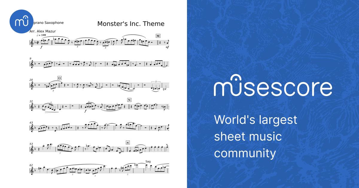Monsters, Inc. Randy Newman Sheet music for Piano, Saxophone soprano