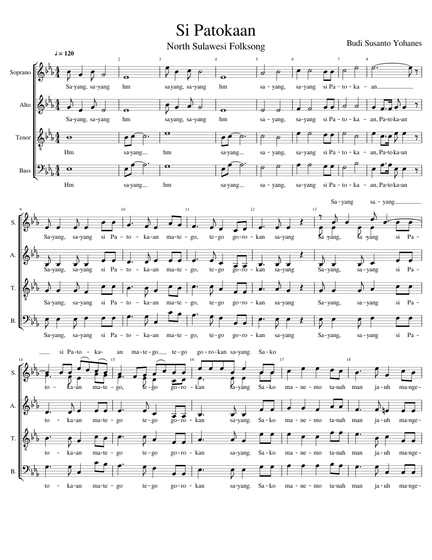 Si Patokaan Sheet music for Soprano, Alto, Tenor, Bass voice (Choral