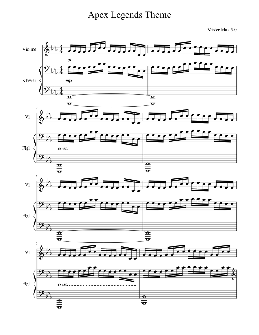 Apex Legends Theme Sheet music for Piano, Violin (Piano Duo ...