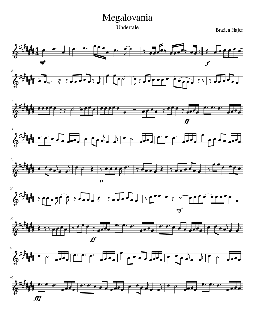Megalovania for Violin Sheet music for Violin (Solo) Musesco