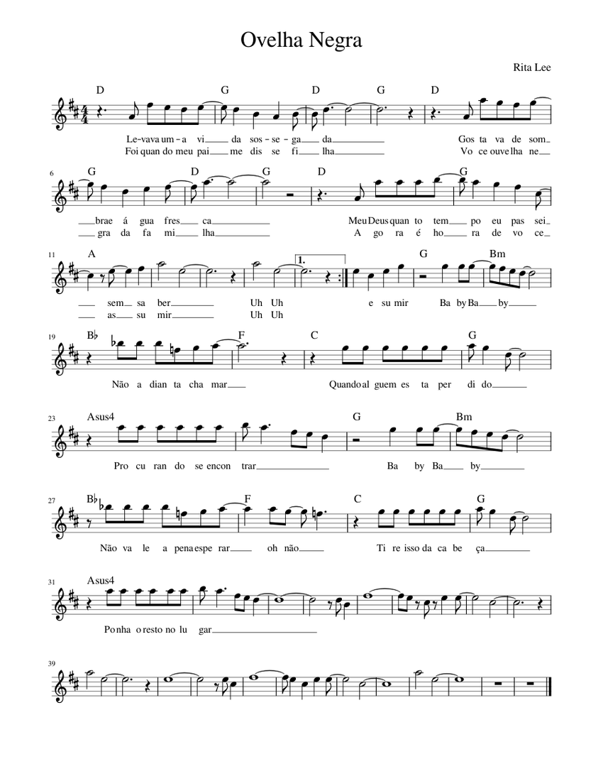 Ovelha Negra Sheet music for Piano (Solo) | Musescore.com