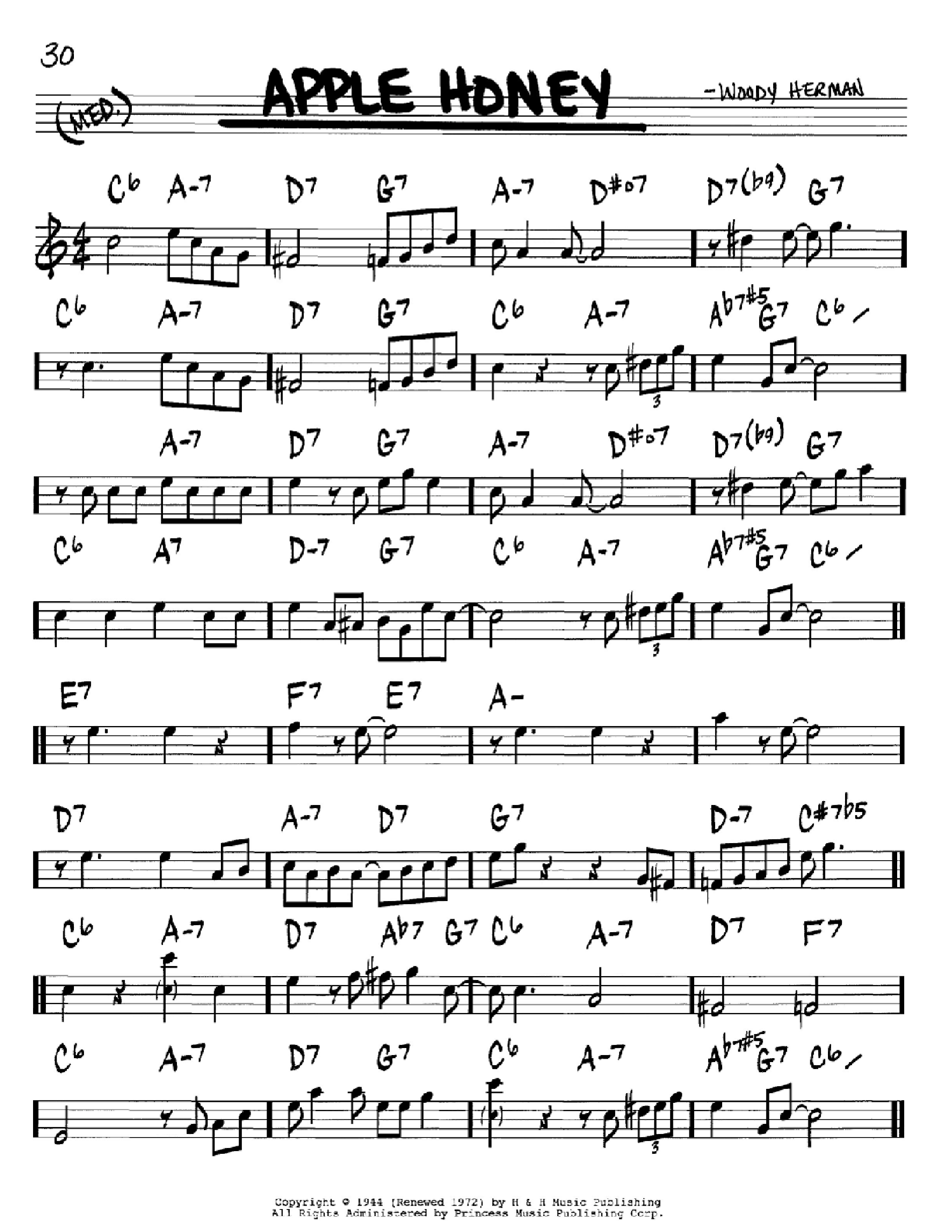 Play Official version of Apple Honey Sheet Music by Ralph Burns
