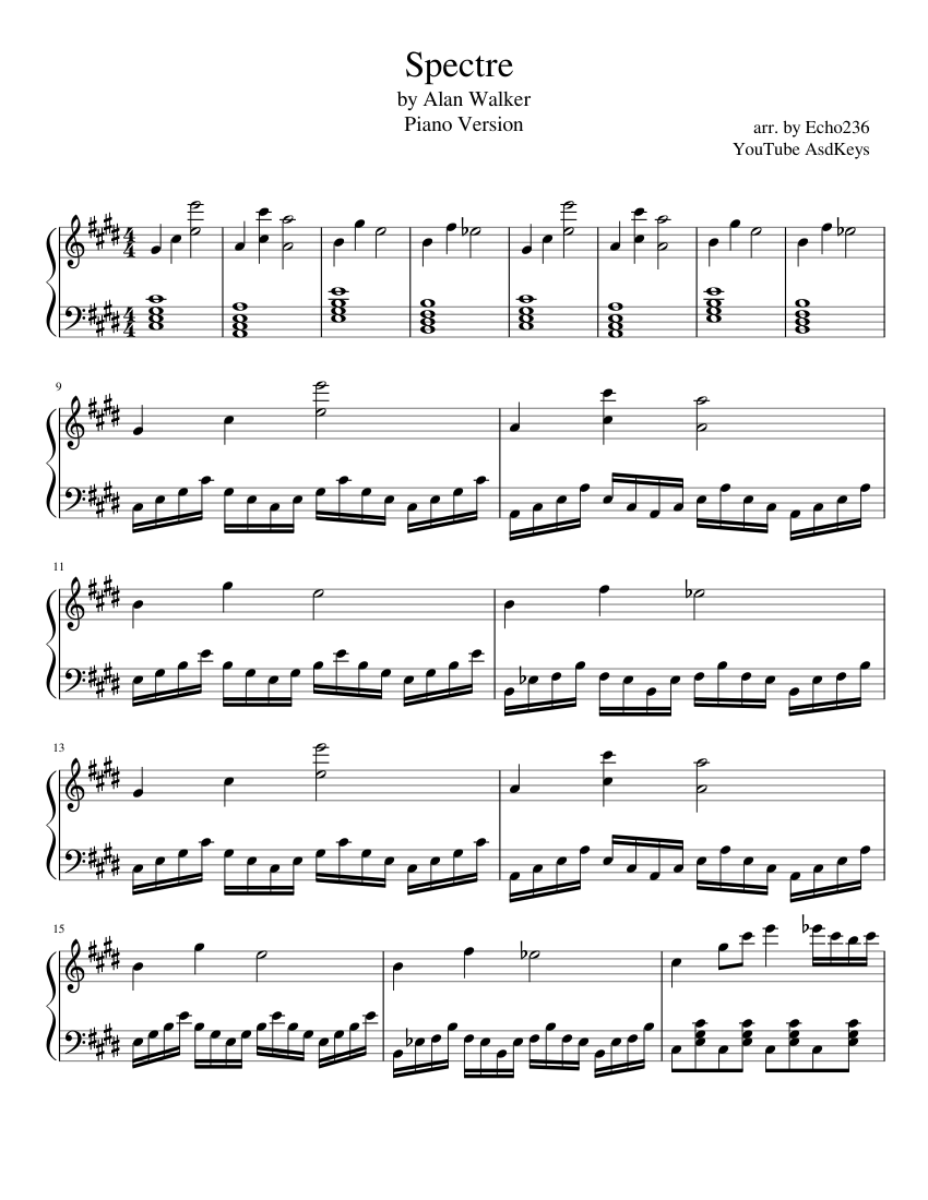 Alan Walker-Spectre Sheet music for Piano (Solo) | Musescore.com