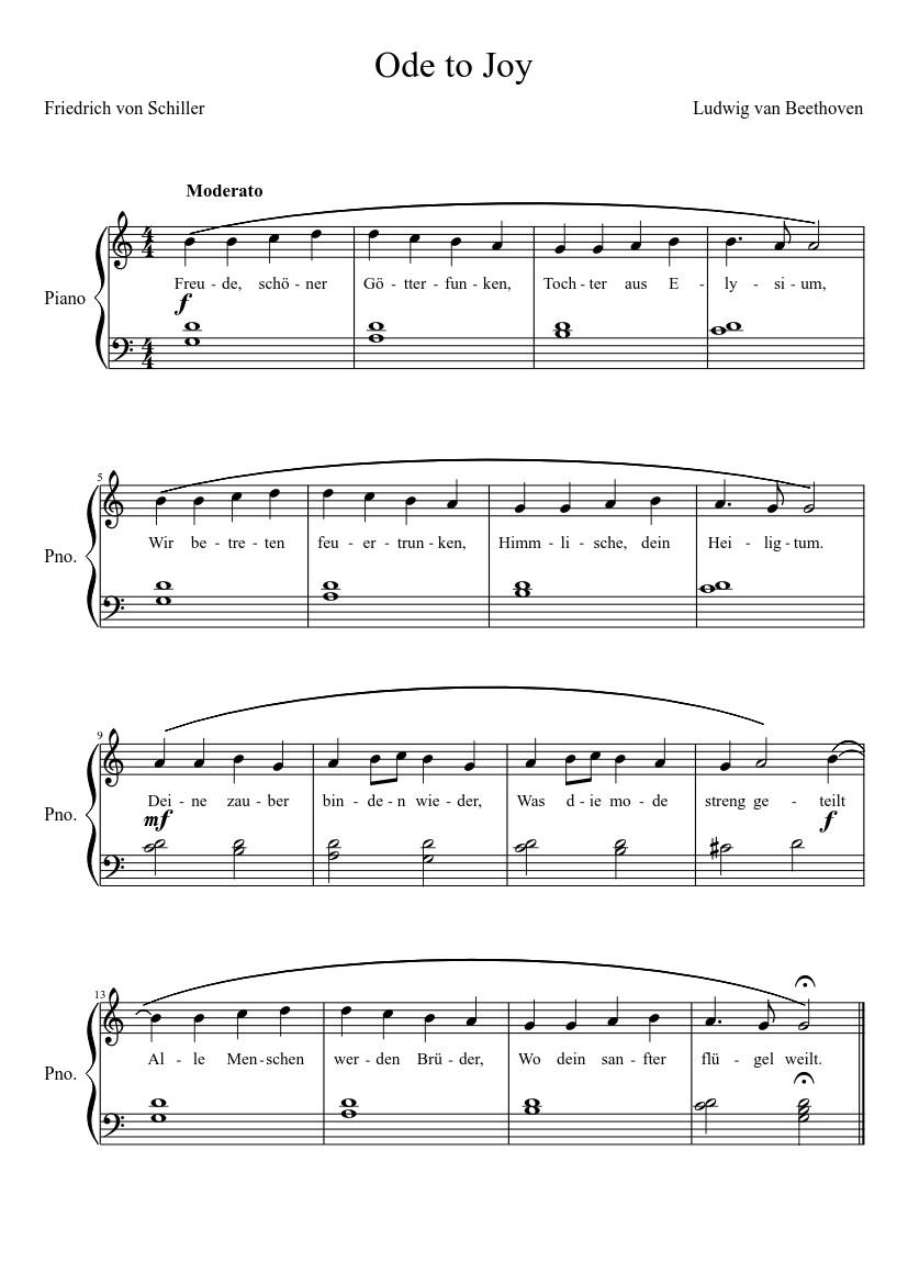 Ode to Joy Sheet music for Piano (Solo) Easy | Musescore.com
