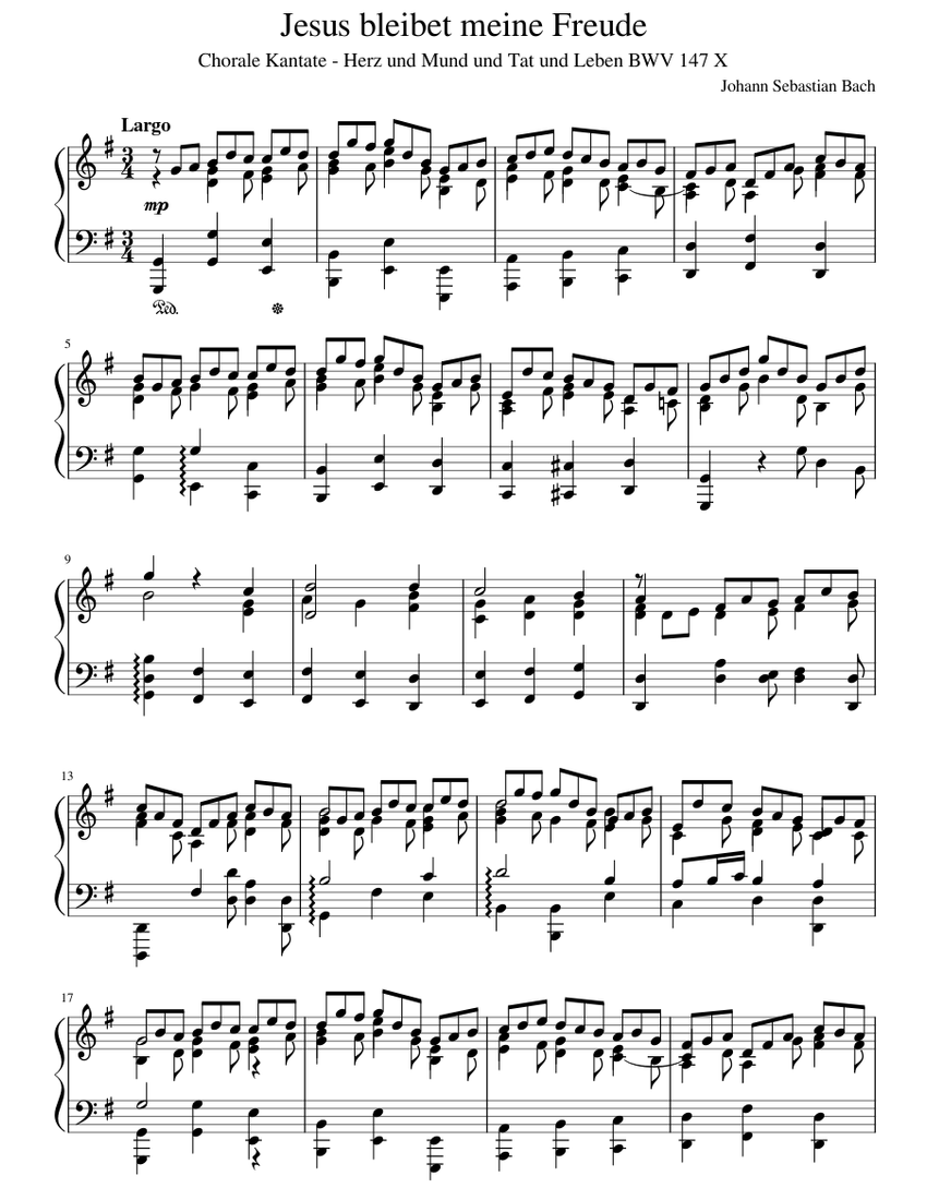 Jesus bleibet meine Freude BWV 147 Johann Sebastian Bach Piano Sheet music  for Piano (Solo) | Musescore.com