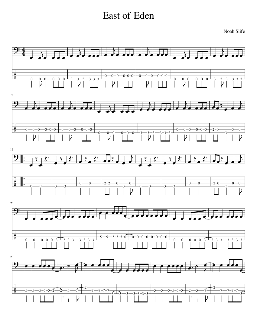 East of Eden Sheet music for Bass (Solo)