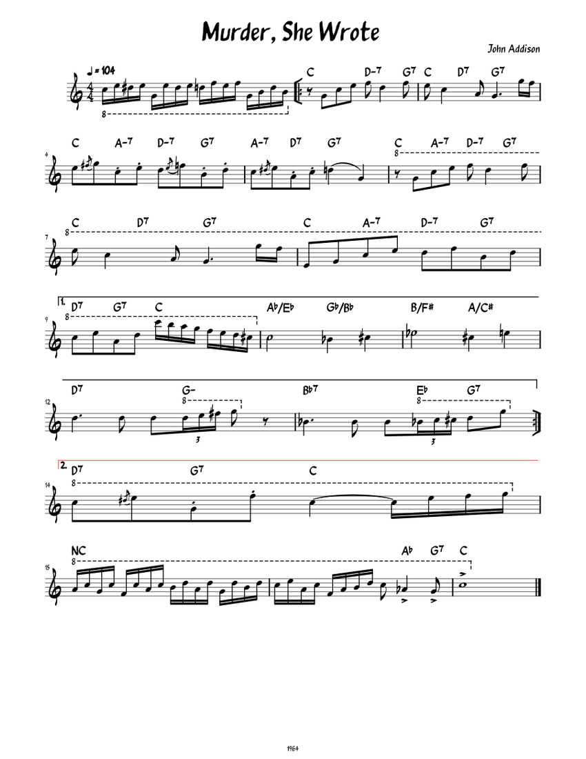 Murder, She Wrote (Lead sheet ) Sheet music for Piano (Solo) | Musescore.com