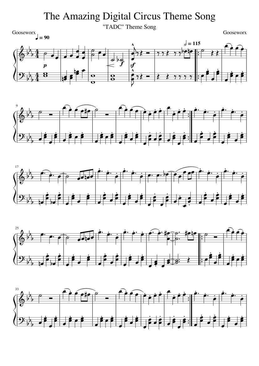 The Amazing Digital Circus Sheet Music for Piano (Solo) | MuseScore.com