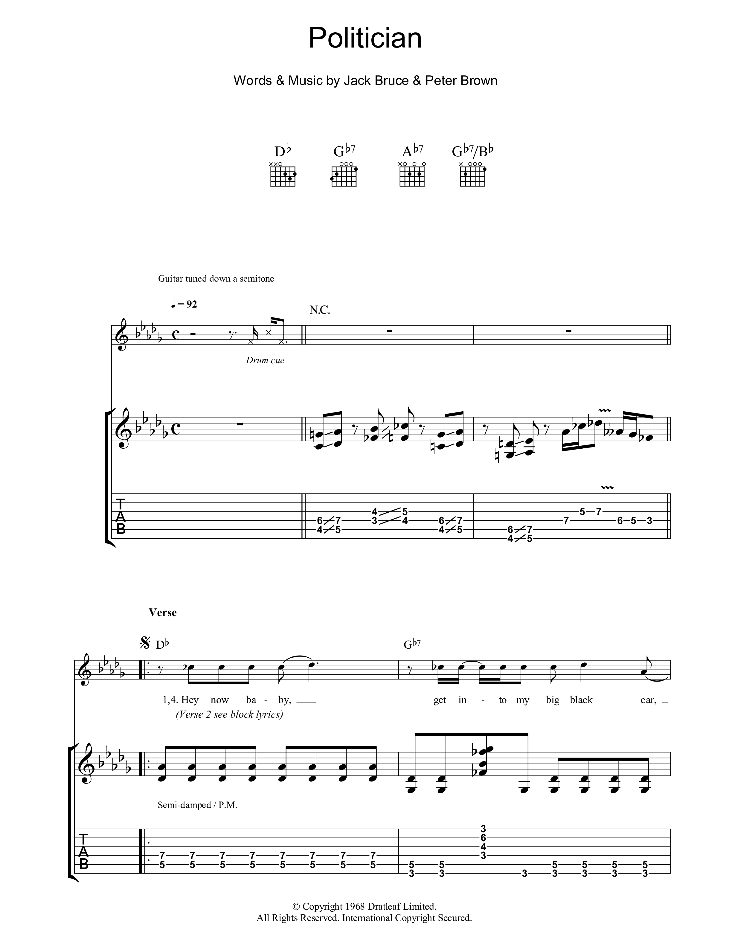 Play Official version of Politician Sheet Music by Robben Ford for