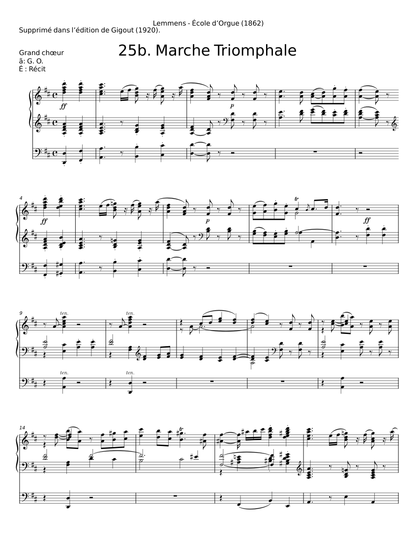 Marche Triomphale - Lemmens Sheet Music for Organ (Solo) | MuseScore.com
