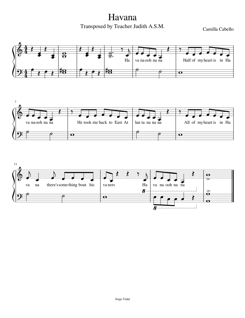 Havana Easy Chorus Sheet music for Piano (Solo) | Musescore.com