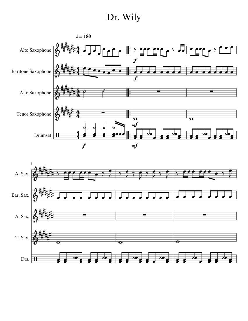 X-Men Theme Saxophone Quartet Sheet music for Saxophone alto