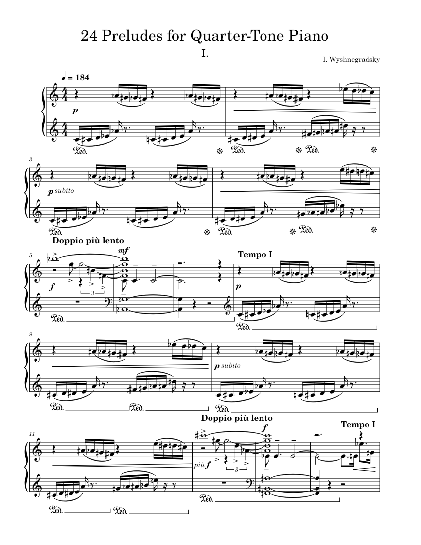24 Preludes for Quarter-Tone Piano (I.) Sheet music for Piano (Solo ...