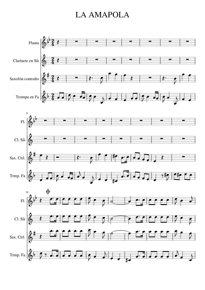 Que bonita es la amapola (Charanga) Sheet music for Flute, in
