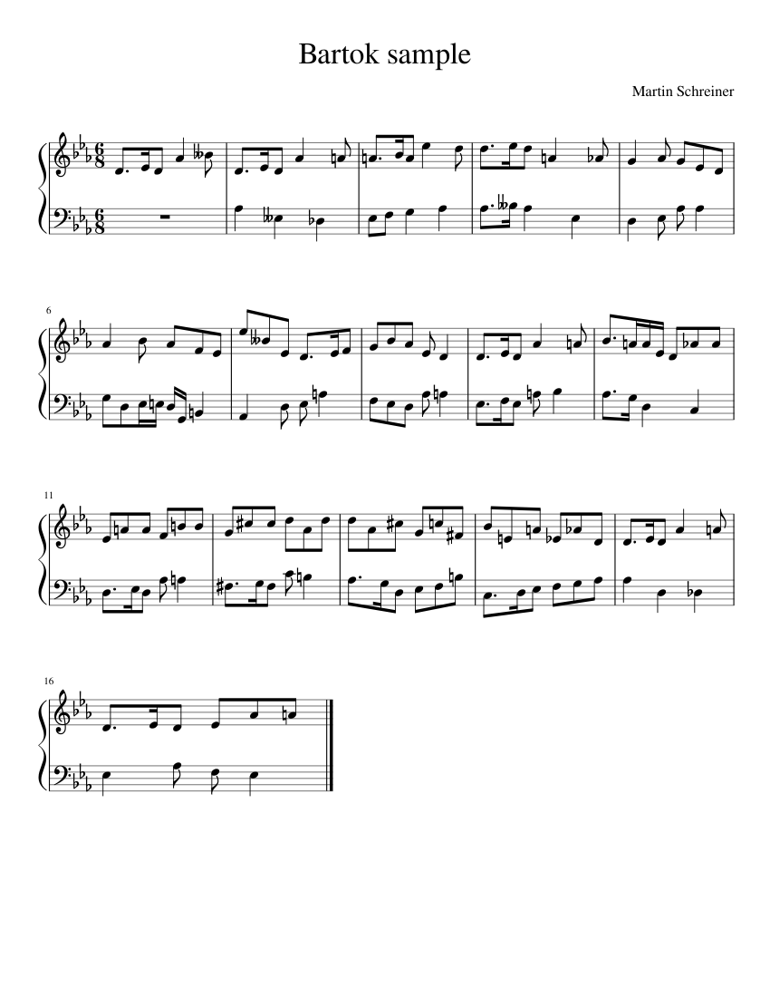 Bartok sample Sheet music for Piano (Solo) | Musescore.com