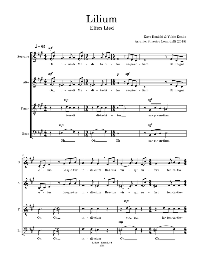 Lilium - Elfen Lied Sheet Music For Kazoo (SATB) | Musescore.com