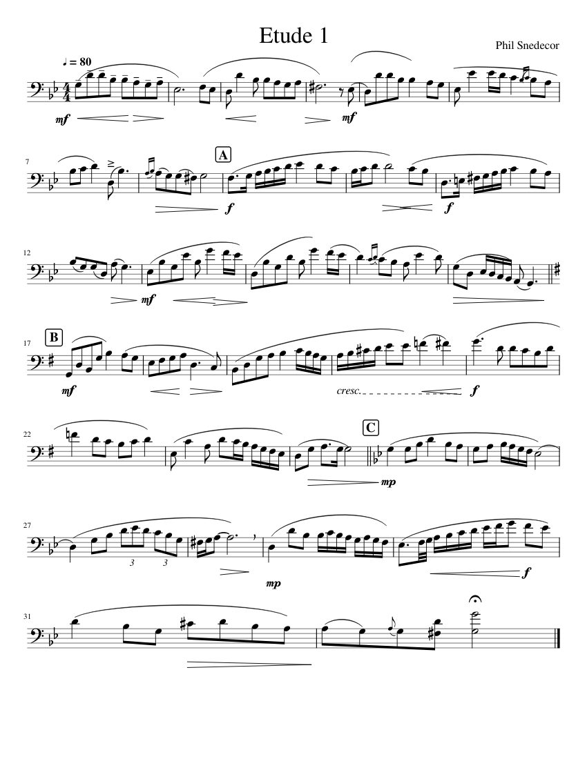 Etude_1 Sheet music for Trombone (Solo) | Musescore.com
