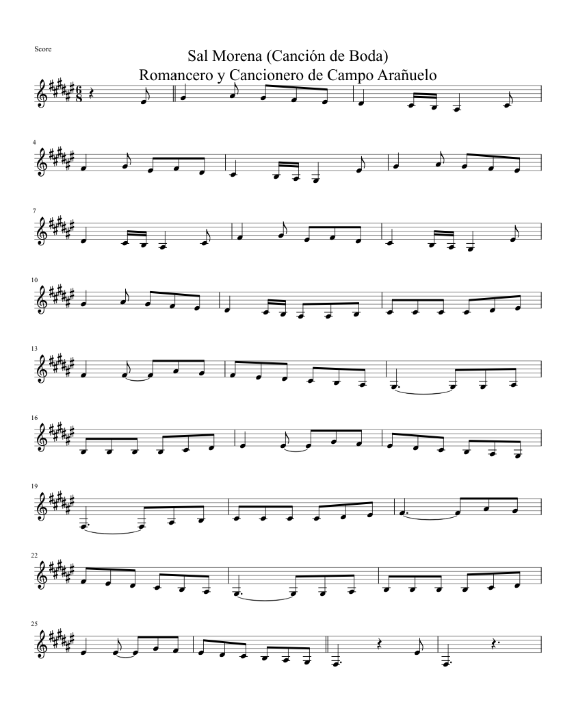 Sal Morena (Canción de Boda) Sheet music for Piano (Solo) | Musescore.com