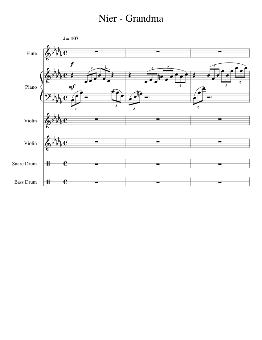 Grandma Sheet music for Piano, Flute, Snare drum, Violin & more instruments  (Mixed Ensemble) | Musescore.com