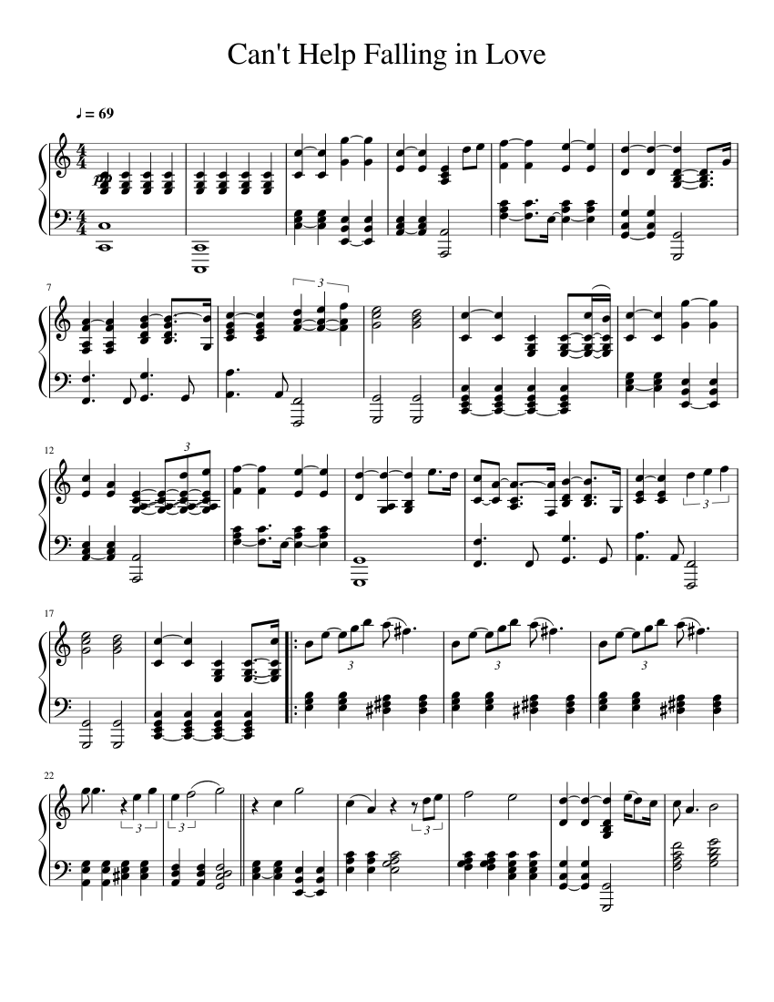 Can't Help Falling in Love Sheet music for Piano (Solo) | Download and
