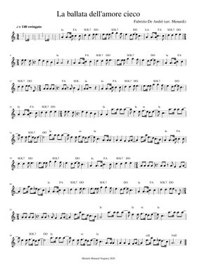 Free La ballata dell'amore cieco by Fabrizio De André sheet music |  Download PDF or print on Musescore.com