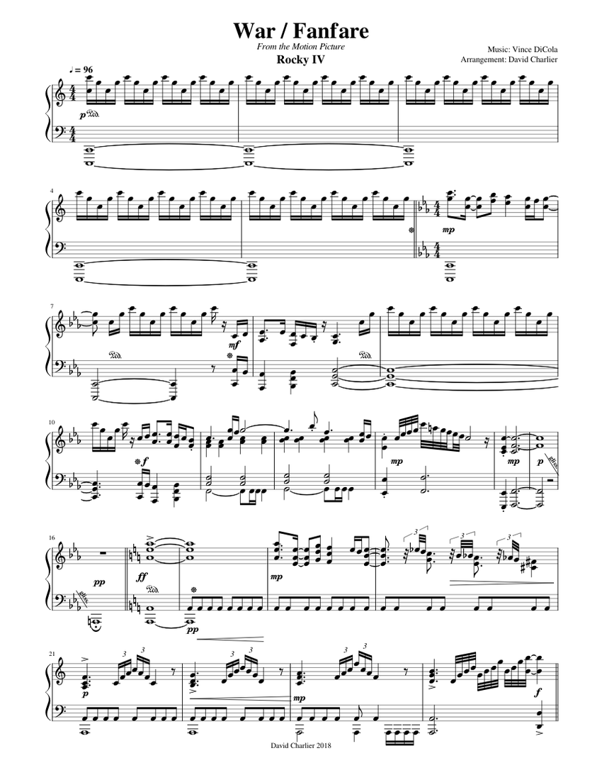 Rocky Iv War Fanfare Sheet Music For Piano Solo Musescore Com Vince dicola war/final fight (ost rocky iv). rocky iv war fanfare sheet music for