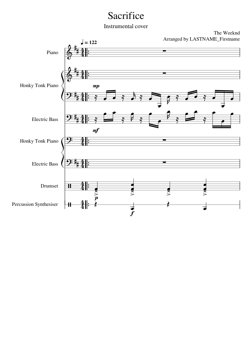 Sacrifice – The Weeknd Sheet music for Drum group (Solo)