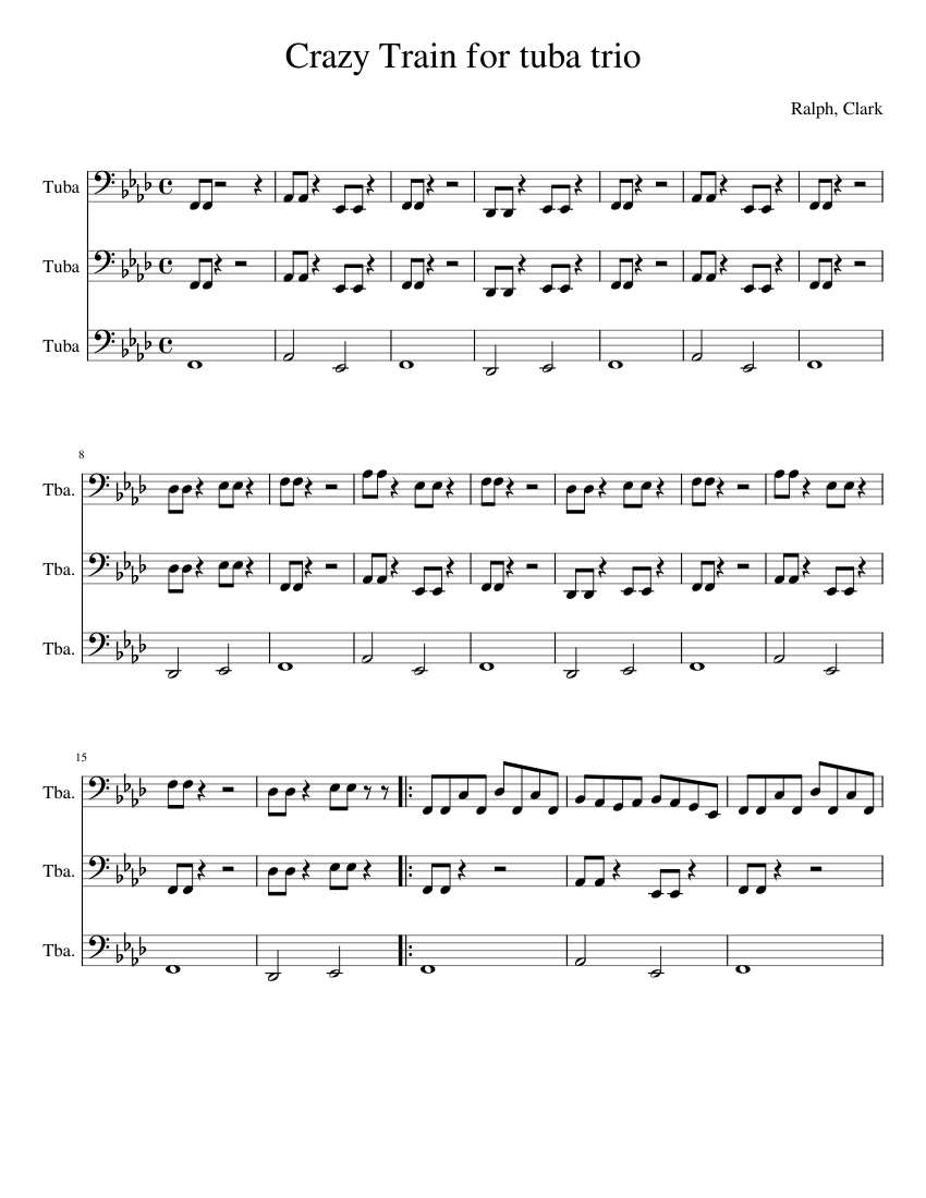 Crazy Train for tuba trio