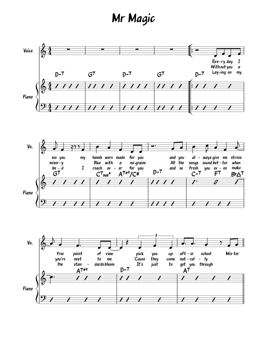 Mr Magic Sheet music for Piano, Vocals, Saxophone tenor, Saxophone ...