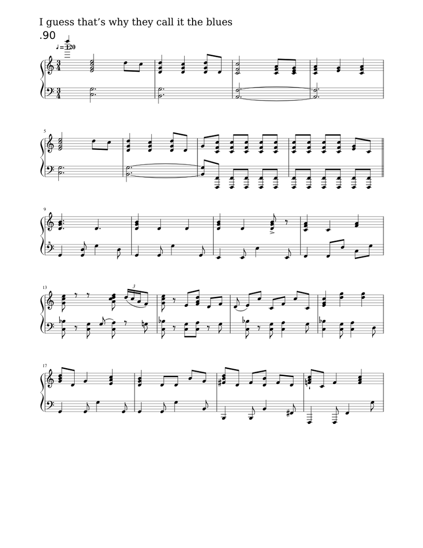 I guess that's why they call it the blues Sheet music Piano (Solo) | Musescore.com