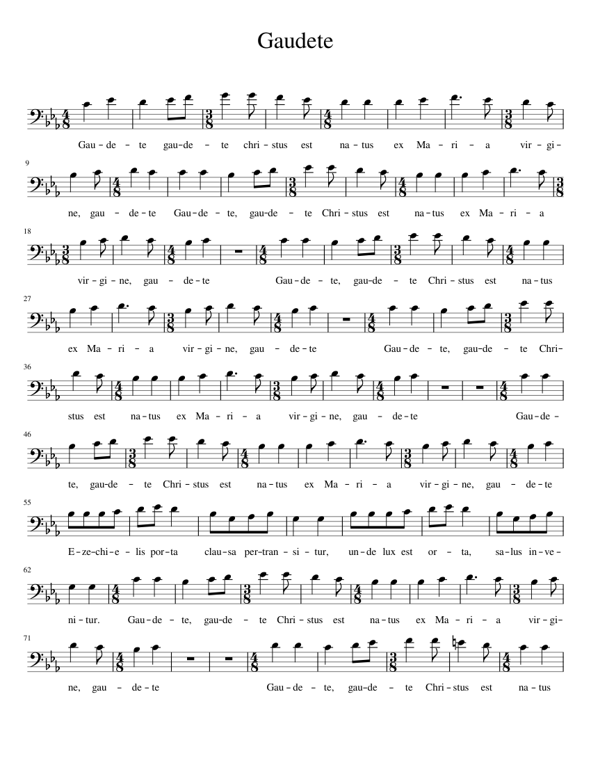 Gaudete Sheet Music For Piano Solo 4186