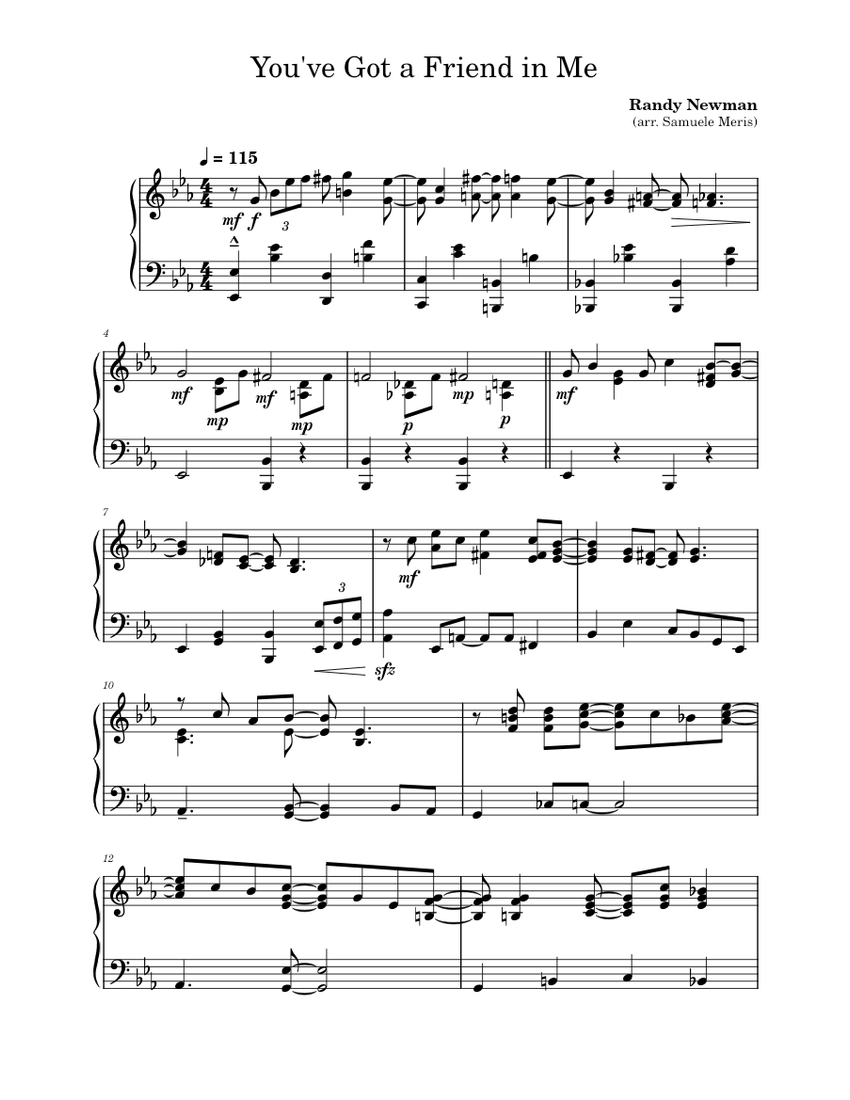 You Ve Got A Friend In Me Randy Newman Sheet Music For Piano Solo Download And Print In Pdf Or Midi Free Sheet Music For You Got A Friend In Me