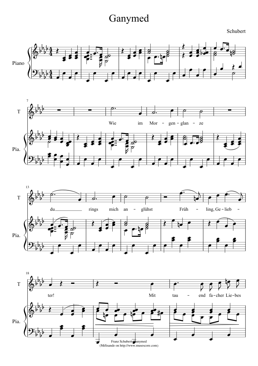 シューベルト、ガニュメデ 楽譜 ピアノ (ソロ) | MuseScore.com