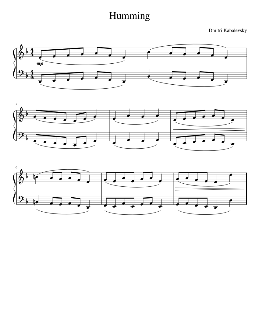 Device For Humming Notes Humming Sheet music for Piano (Solo) Easy | Musescore.com