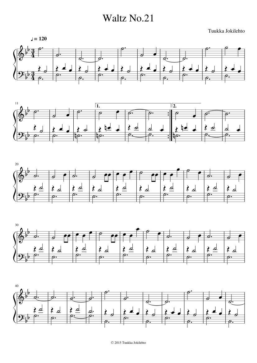 Waltz No.21 Sheet Music for Piano (Solo) easy | MuseScore.com