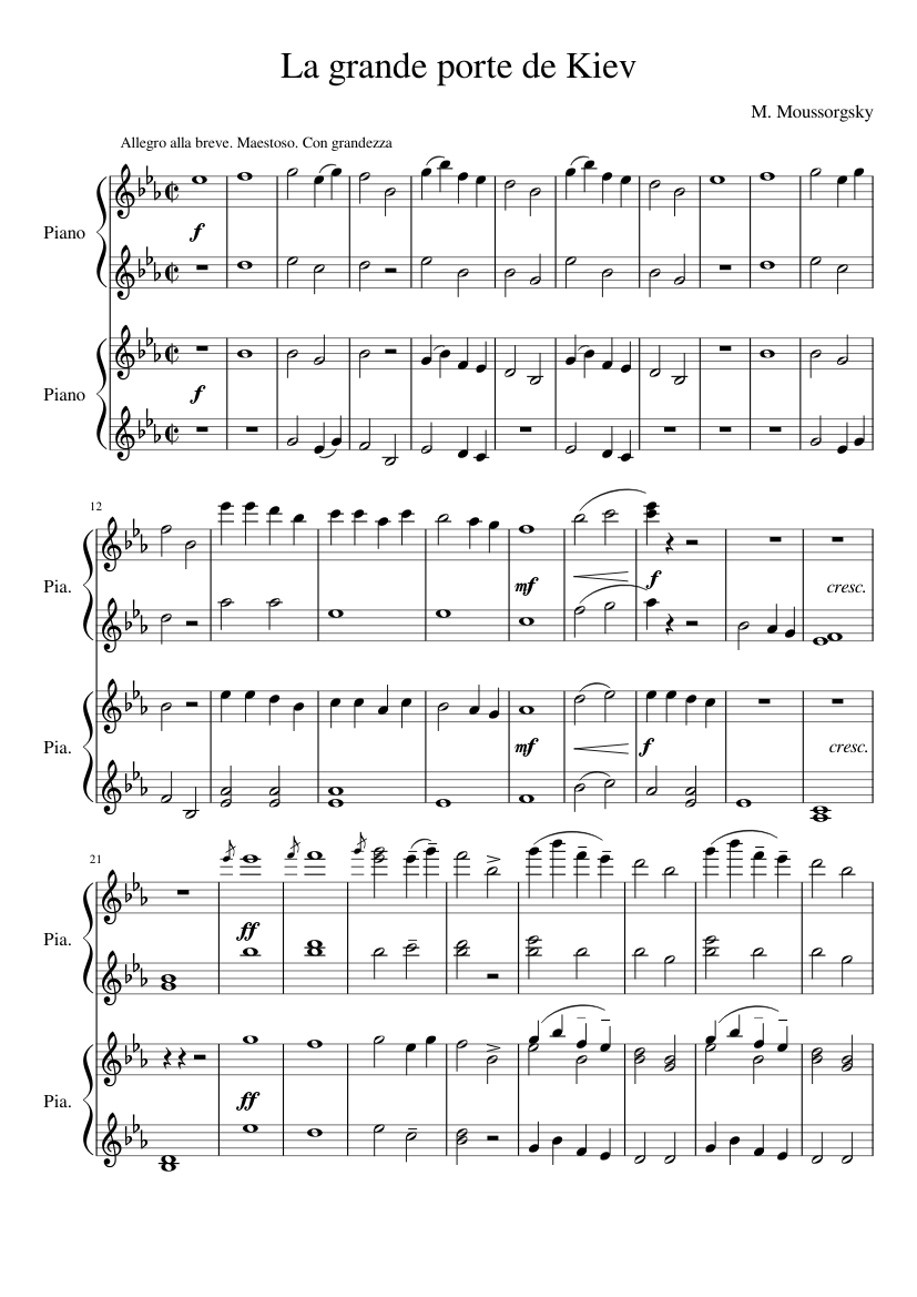 La grande porte de Kiev (piano 8 mains)