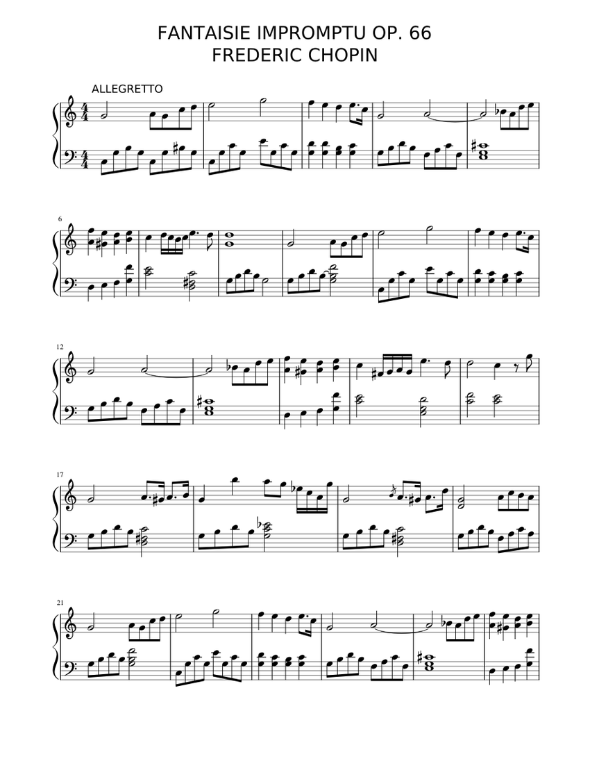 Fantaisie Impromptu Op. 66 EASY version Sheet music for Piano (Solo) |  Musescore.com