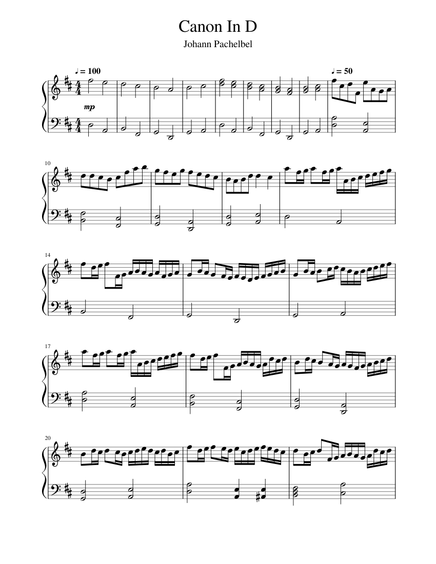 Canon In D (Easy Version) Sheet music for Piano (Solo) | Musescore.com