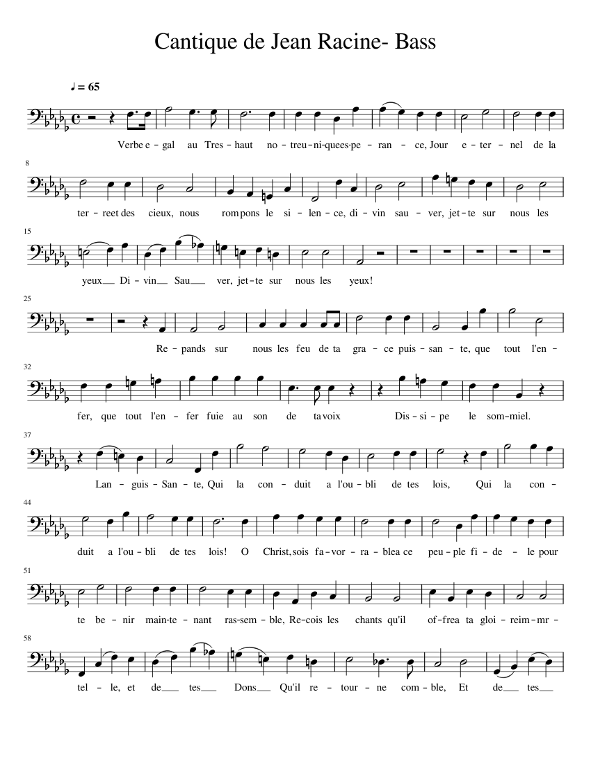 Cantique de Jean Racine- Bass Sheet music for Piano (Solo) Easy |  Musescore.com