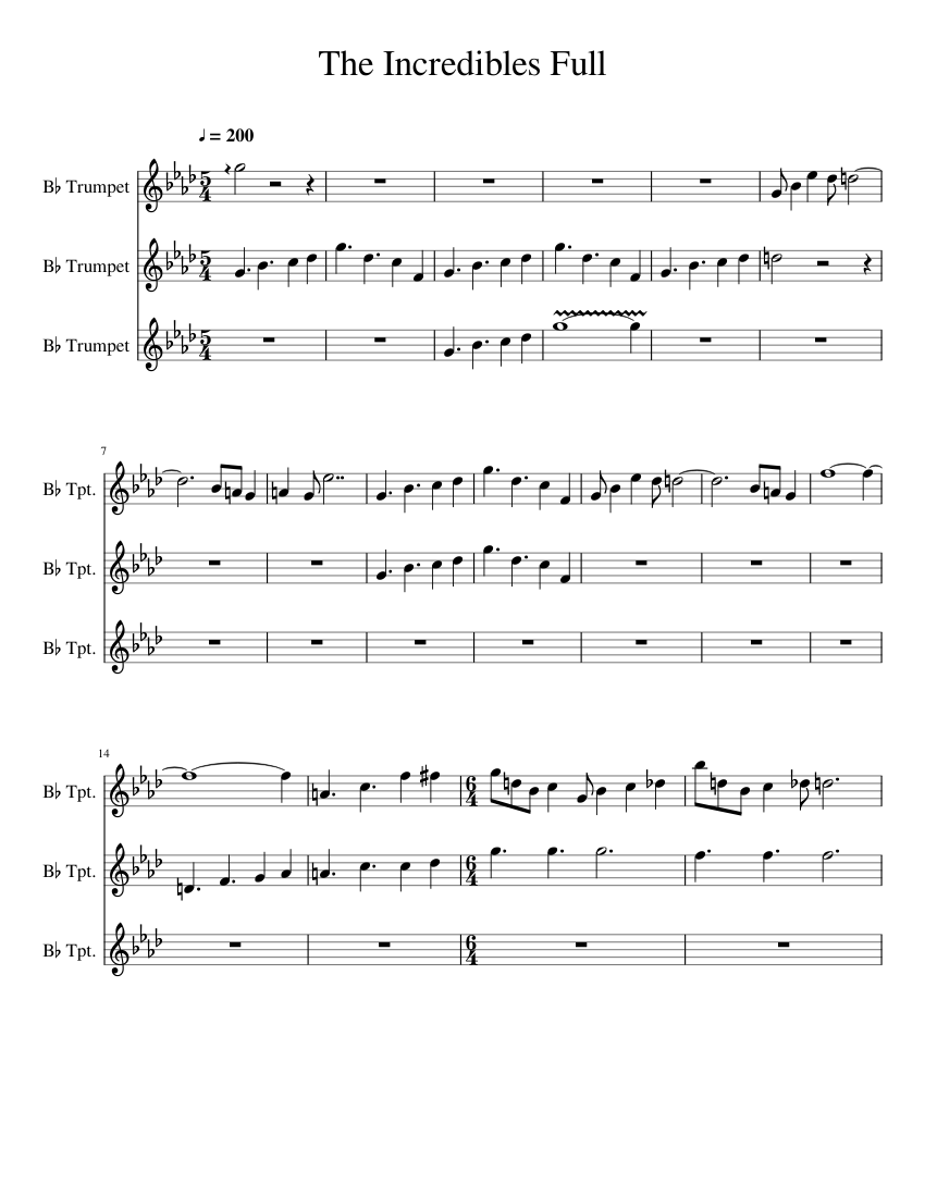 The Incredibles Sheet Music For Trumpet In B-flat (Mixed Trio ...