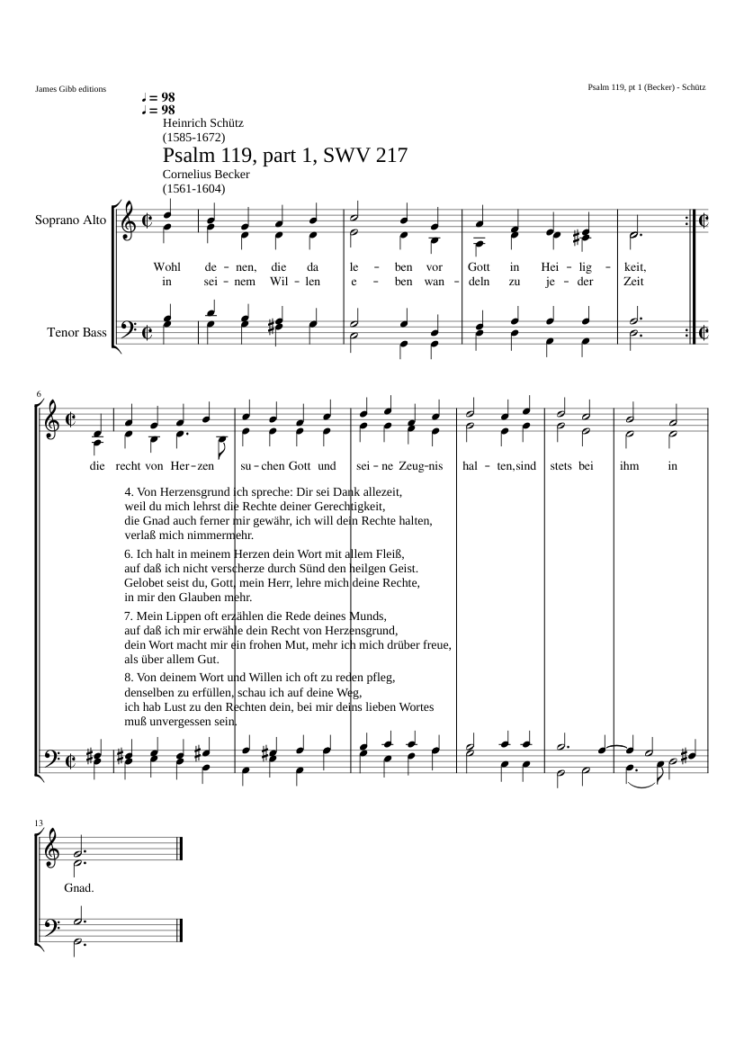 Wohl denen die da wandeln SWV 217